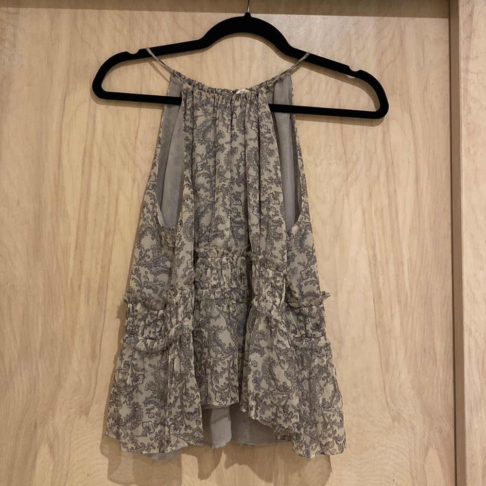 Joie Silk Grey halter top- paisley pattern